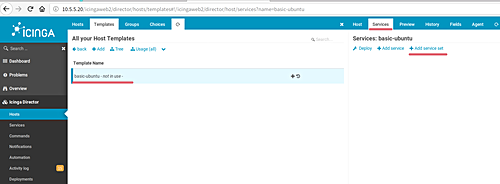 Добавление ServiceSet к шаблону хоста
