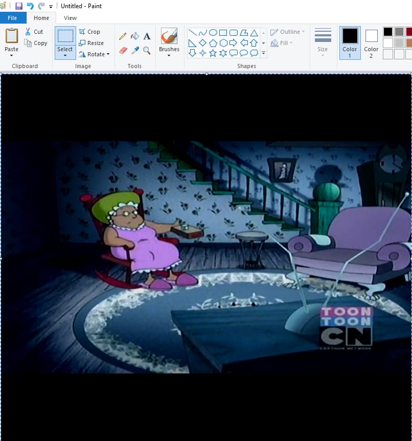 Вставка скриншота кадра в Paint