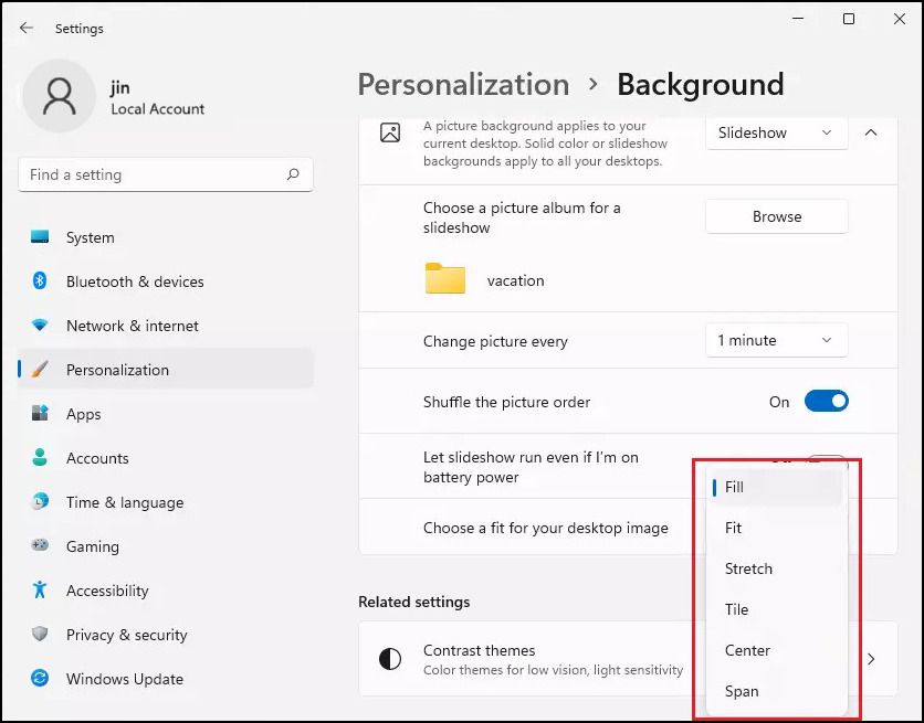 Параметр «Заполнение» для обоев