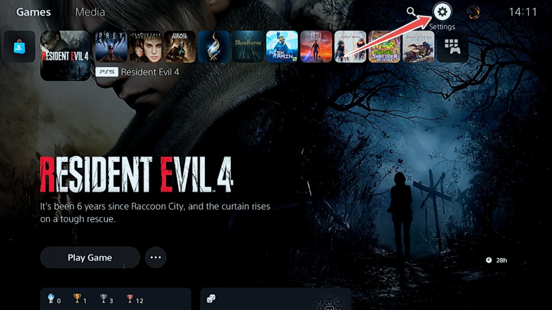 The 'Settings' icon on PS5.