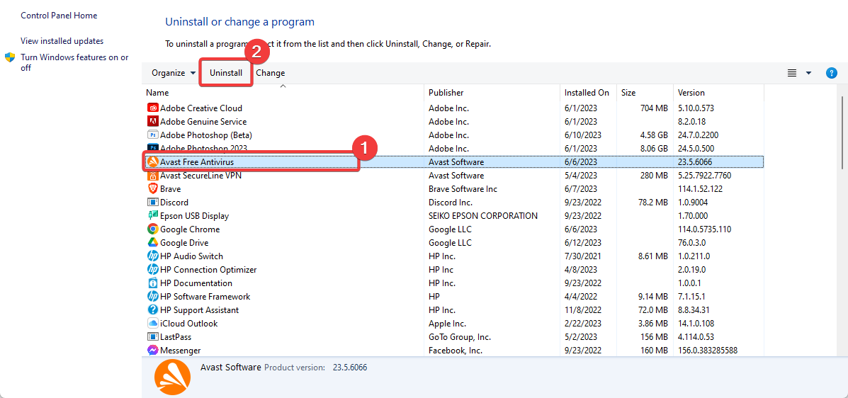 Мастер удаления Avast