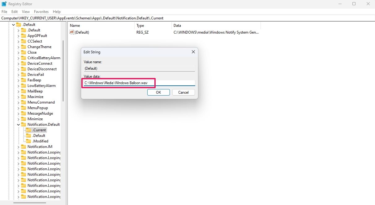 Поле значения в Редакторе реестра