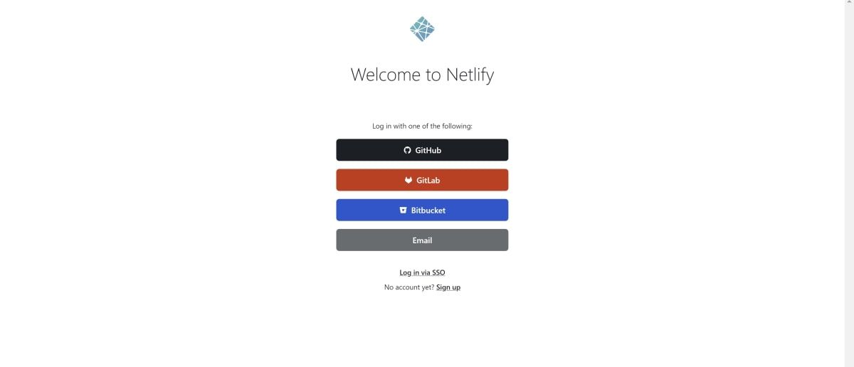 Страница приветствия Netlify