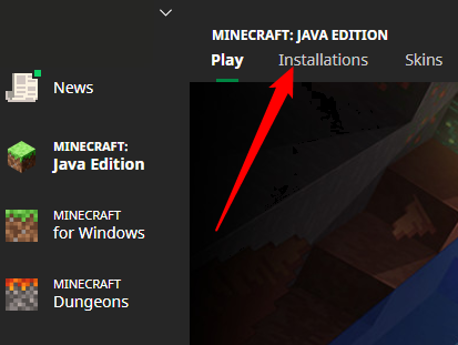 Окно лаунчера Minecraft, вкладка 'Installations'