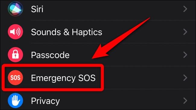 Выберите Emergency SOS в приложении Watch на iPhone