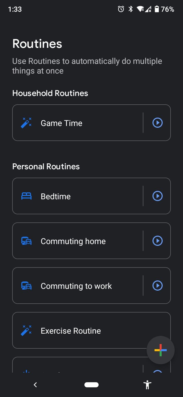 список рутин в Google Home