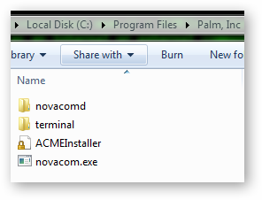 Файлы ACMEInstaller и novacom