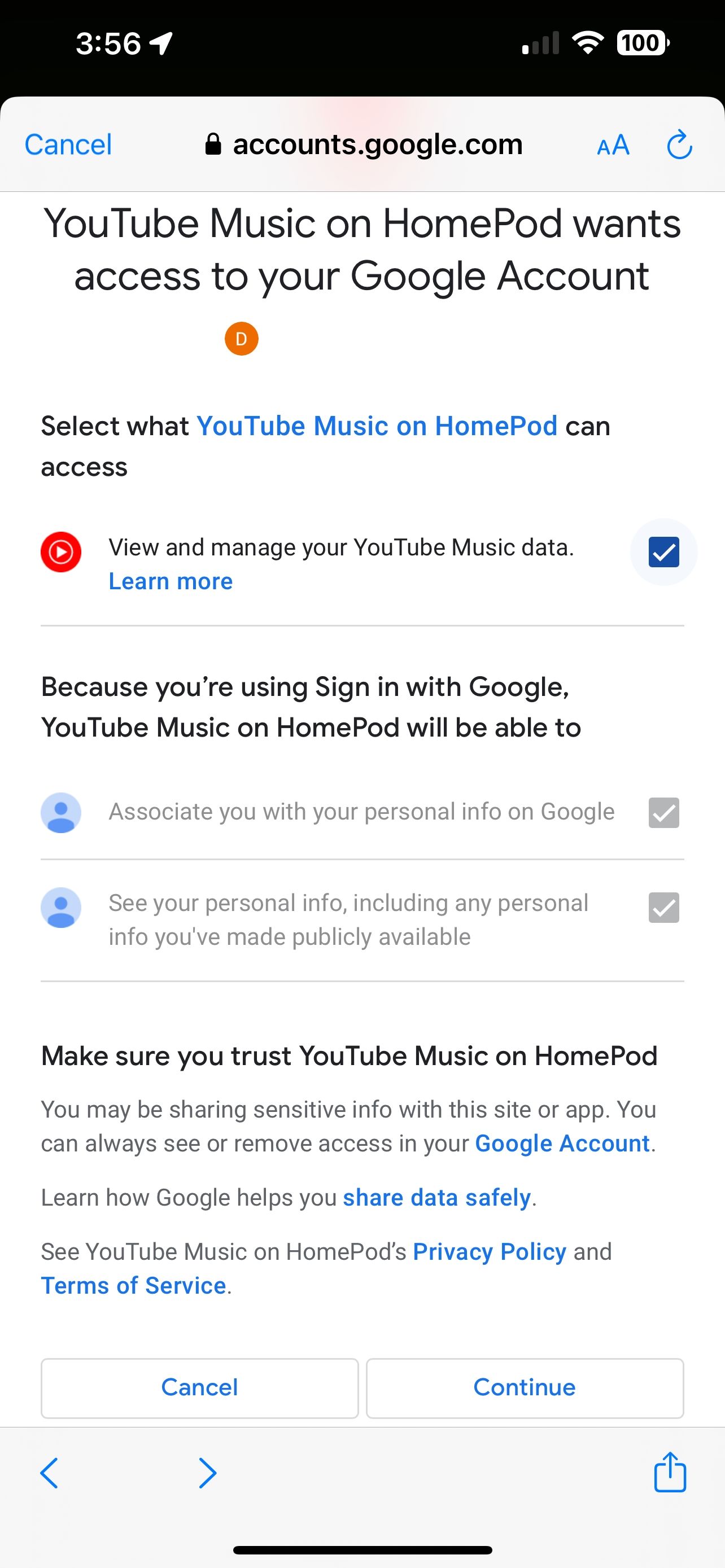 YouTube Music iOS App HomePod Integration Permissions
