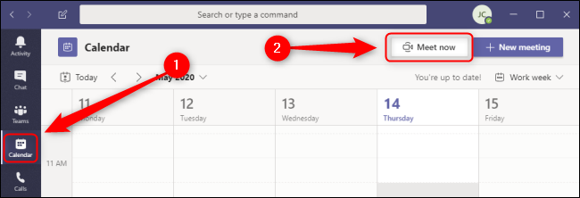 Teams Calendar Meet Now