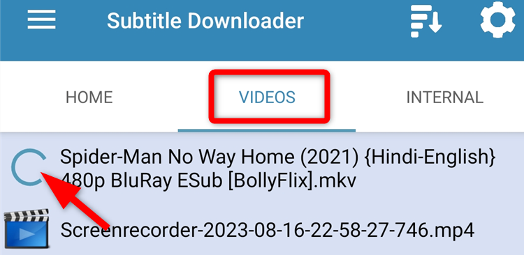 Интерфейс Subtitle Downloader с разделом Videos