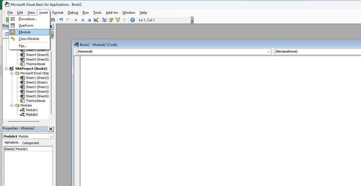 Вставка модуля в VBA Excel