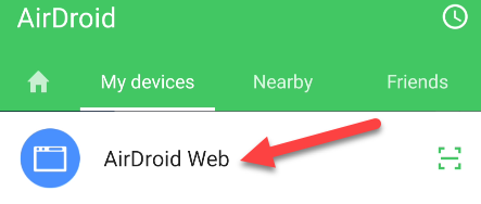 Переход в AirDroid Web на телефоне