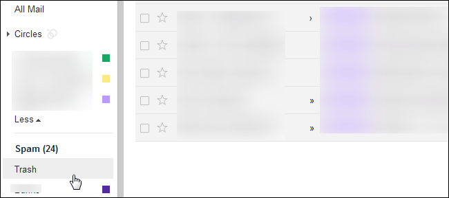 Папка Корзина в Gmail