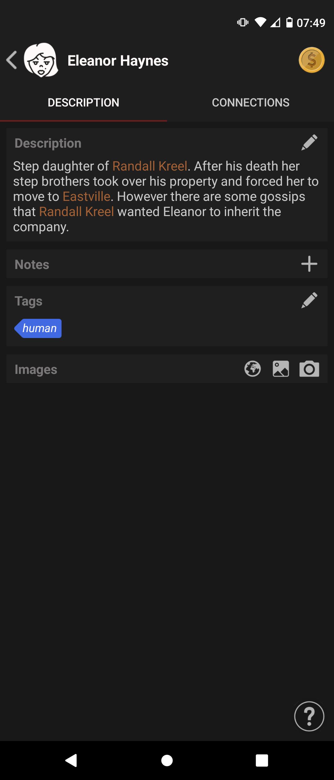 Профиль персонажа для настольной RPG