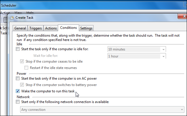 Включение пробуждения для задачи