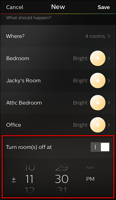 Экран: настройка времени выключения
