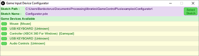 Список подключённых устройств в Configurator