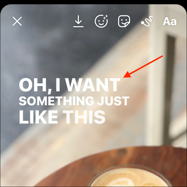 Переместите текст песни на экране сторис
