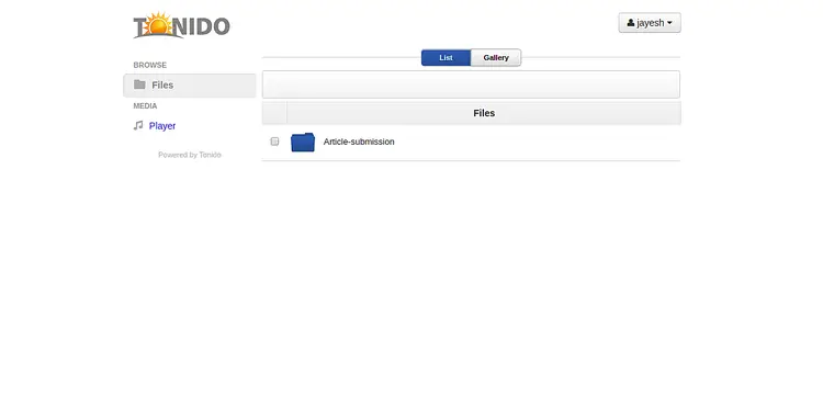 Панель гостя Tonido