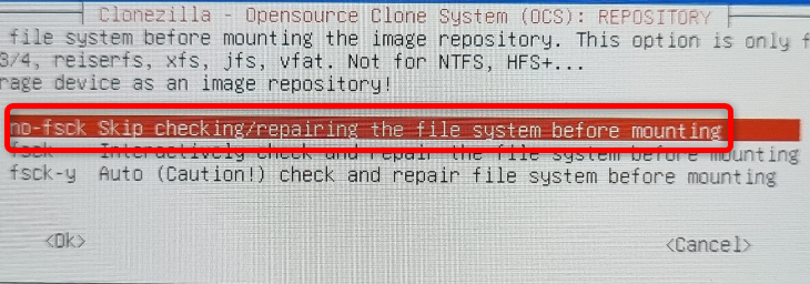 Пропустите проверку файловой системы внешнего диска, если уверены в его целостности