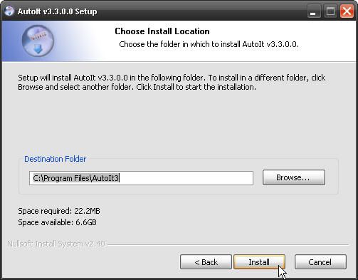 Выбор папки установки AutoIt (обычно C:Program FilesAutoIt3)