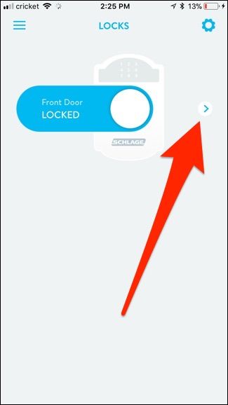 Экран приложения: выбор устройства Schlage Connect