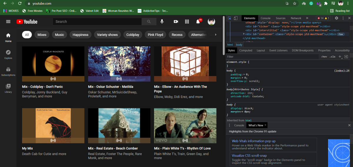 Открытие панели разработчика — Inspect