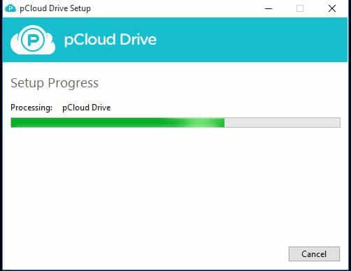 pCloud setup process
