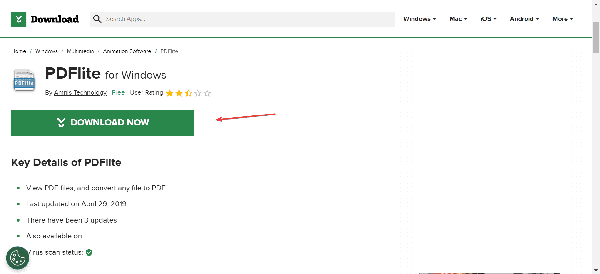 Pagina Download CNET per PDFLite
