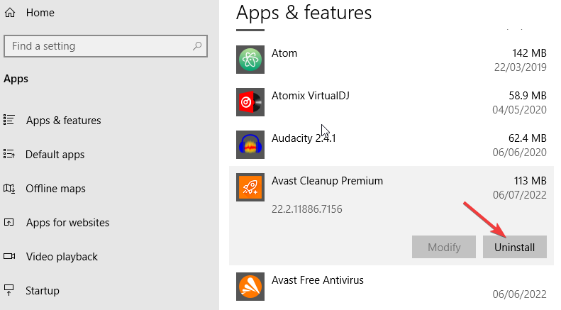 Кнопка «Удалить» в Windows