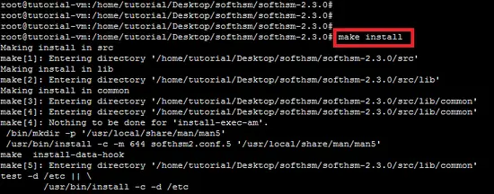 make install の出力例