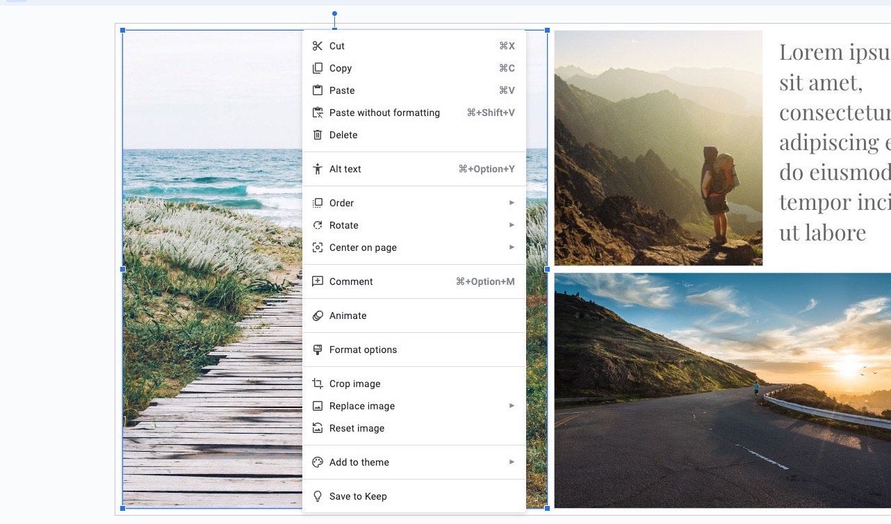 Сохранение изображения в Google Keep из Google Slides