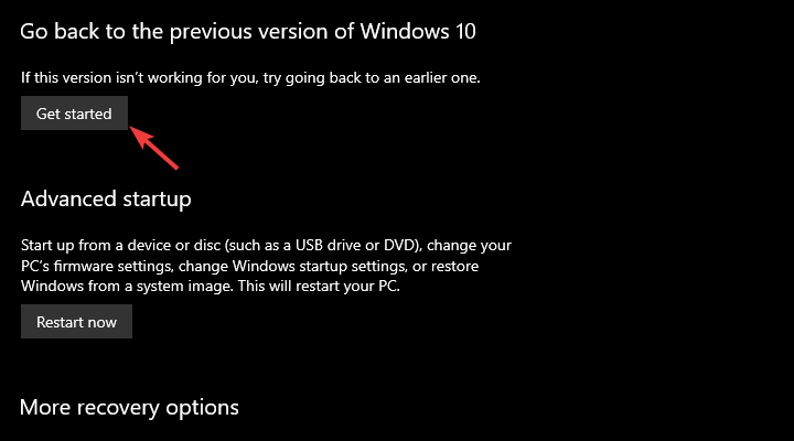 Окно восстановления системы