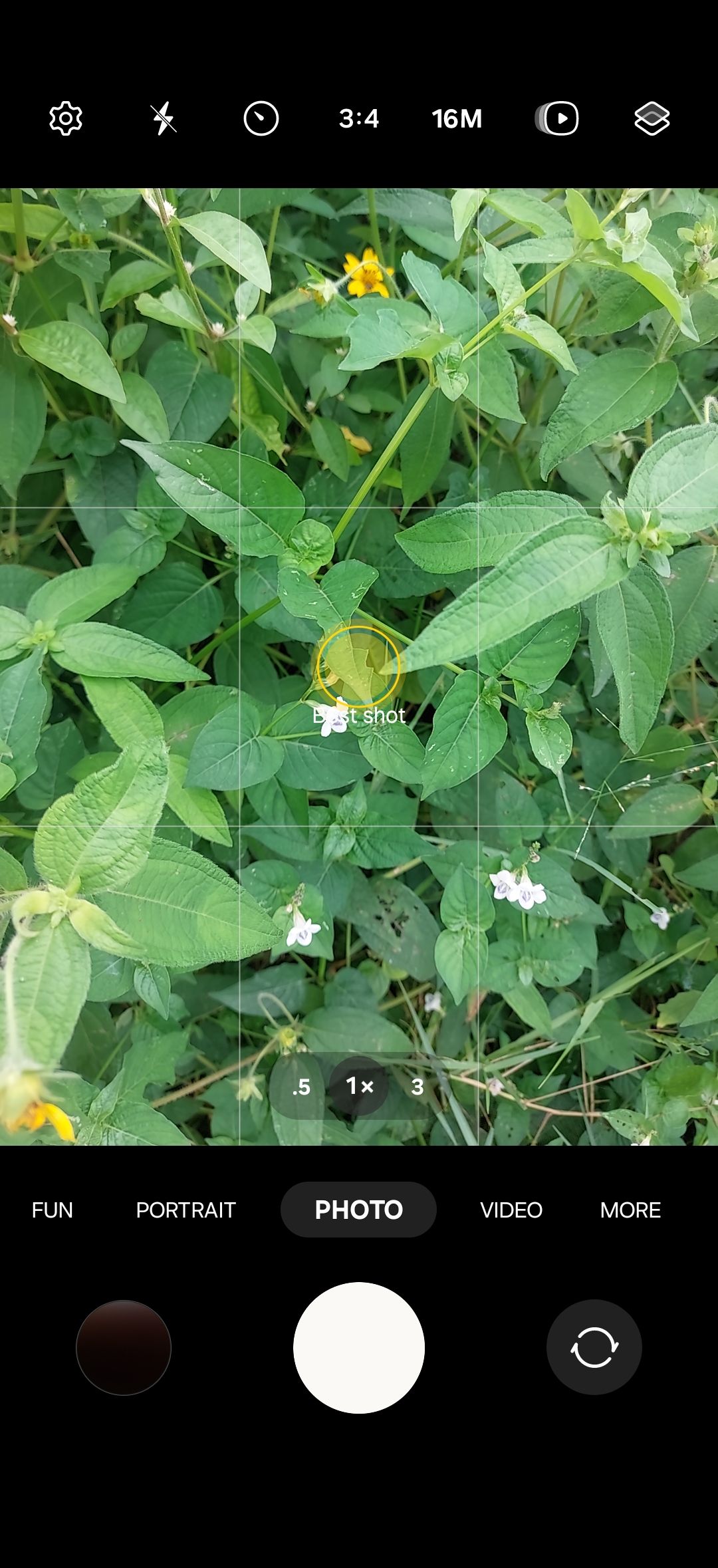 Экран камеры Samsung с обычными настройками