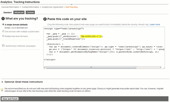 Код отслеживания Google Analytics