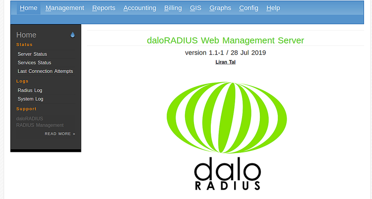 Панель управления daloRADIUS
