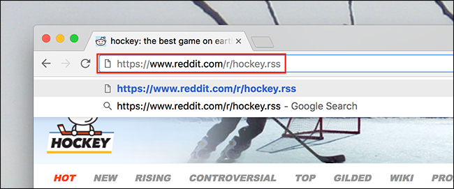 Добавление .rss к URL сабреддита показывает поток RSS