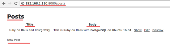 Сгенерированное приложение Rails с scaffold
