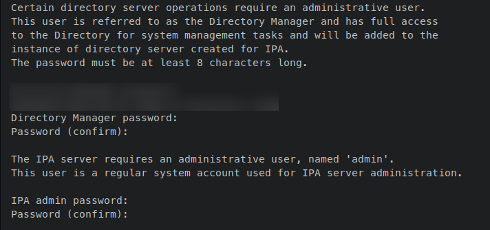 настройка пароля ipa admin и manager