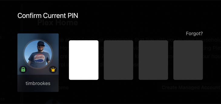 Подтверждение текущего PIN для внесения изменений