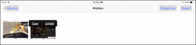 Восстановление скрытого фото через долгое нажатие