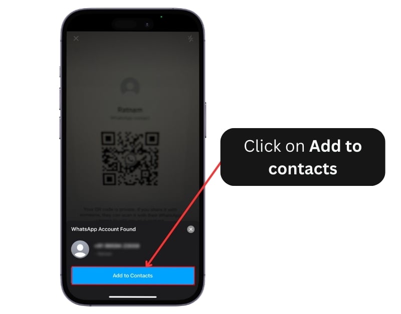 Сканирование QR-кода для добавления контакта в WhatsApp