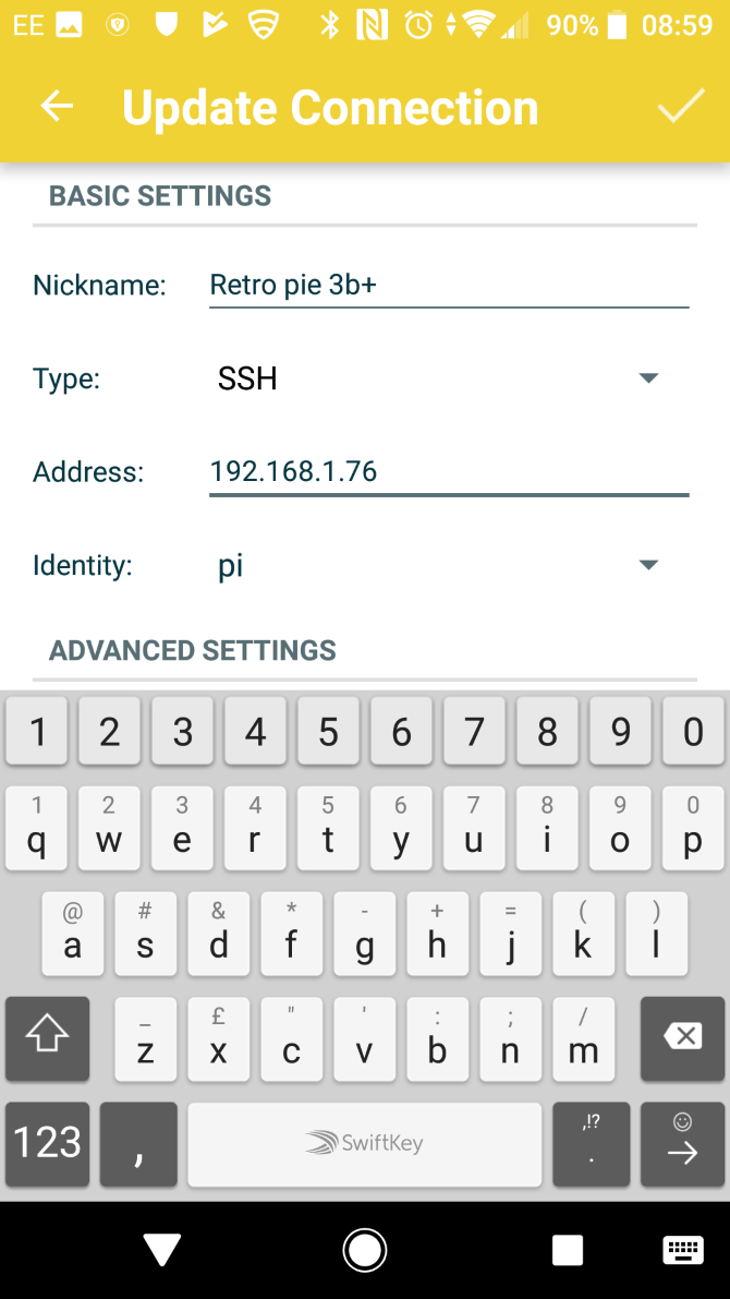 Подключение из Android с помощью JuiceSSH