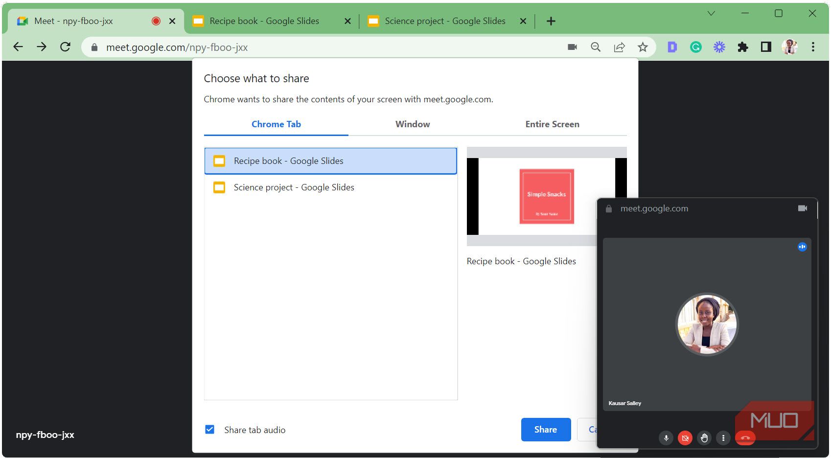 Откройте Google Slides с активированным картинка-в-картинке