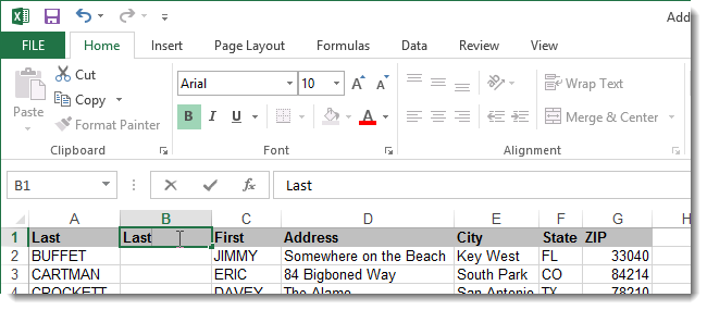 Ввод заголовка в новом столбце