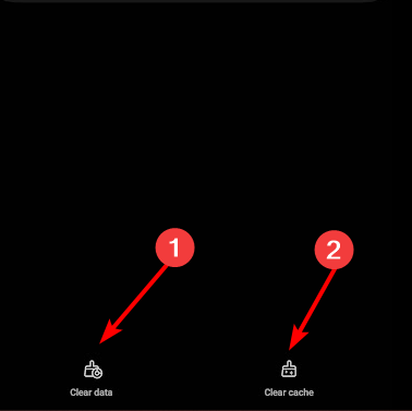 Кнопки Clear data и Clear cache в настройках приложения