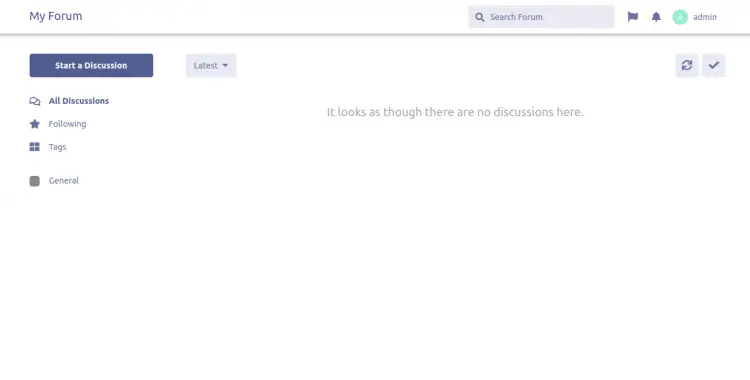 Административная панель Flarum после установки
