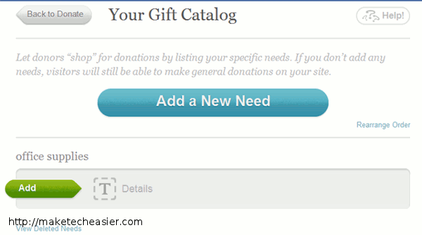 Интерфейс добавления Needs и корзины пожертвований