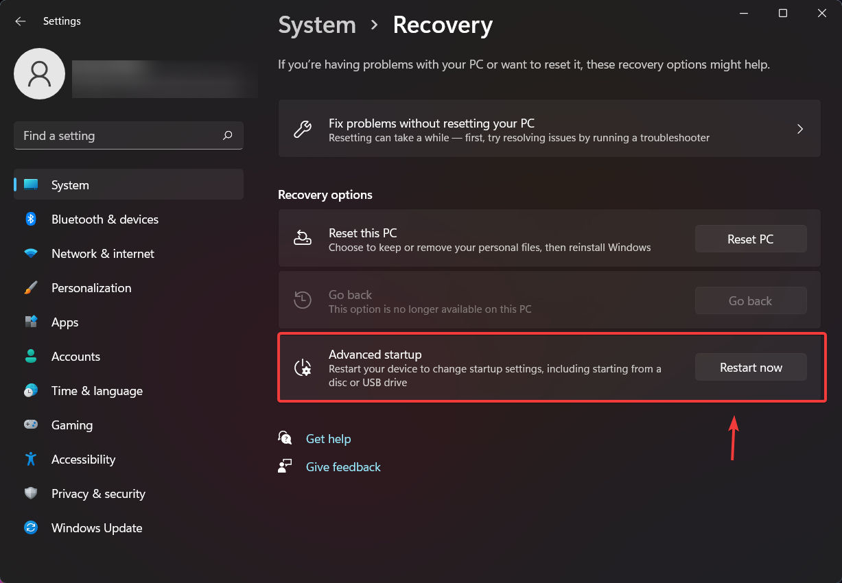 Перезагрузка для дополнительных параметров