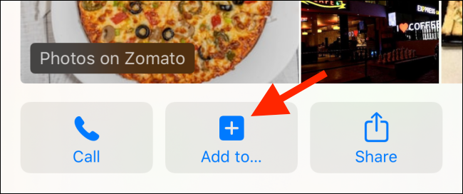 Нажмите кнопку «Добавить в» в карточке места